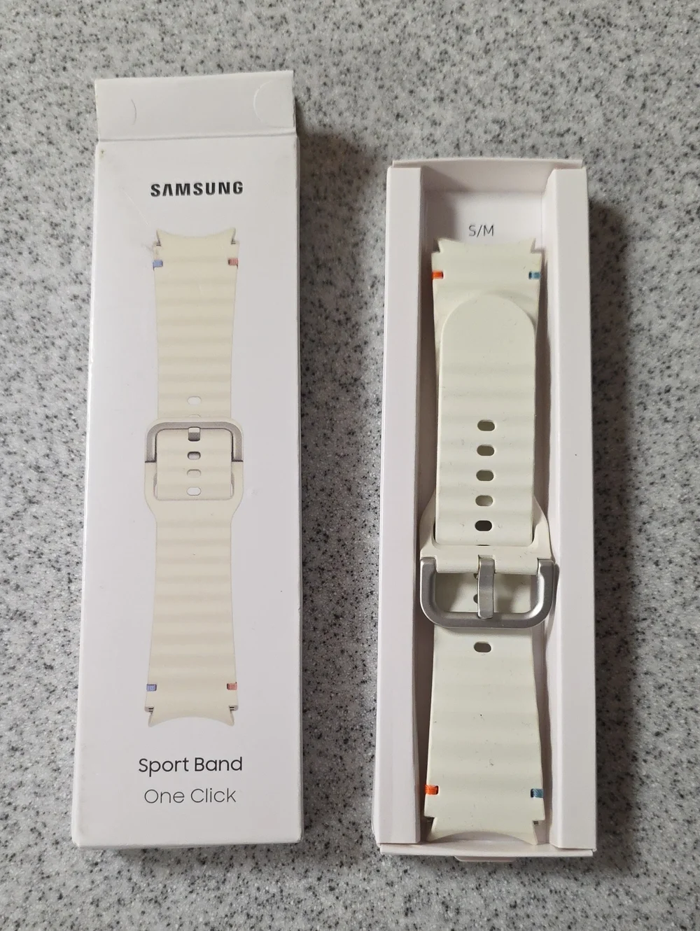 Samsung Cream Silicone Sport Band with Silver Buckle, Size S/M